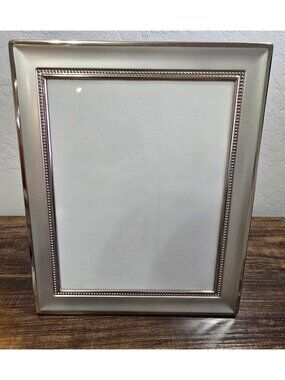 Vintage 8x10 Satin Silver Beaded Edge Picture Frame By MCS Table or Wall